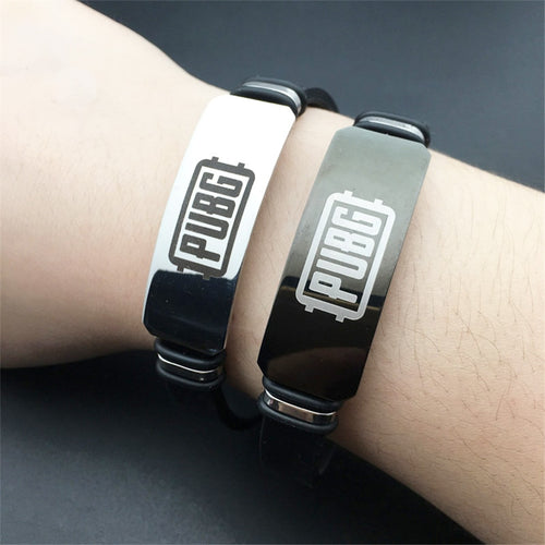PUBG Bracelet Silica Gel Stainless Steel Wristband Cosplay