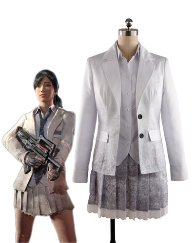 PUBG Costume White Printing School Uniform